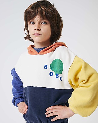 Bobo Choses Felpa Multicolore con Cappuccio - Bianco Antico - Felpa di Cotone Biologico Felpe