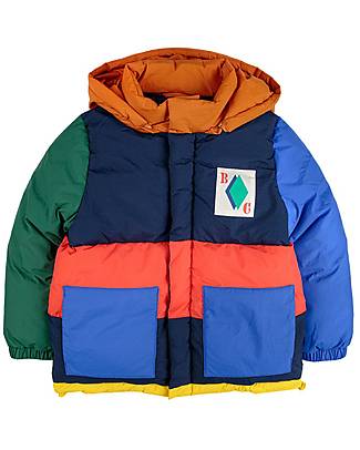 Bobo Choses Giacca a Vento Imbottita Color Block - Arancione - Materiale Riciclato! Piumini