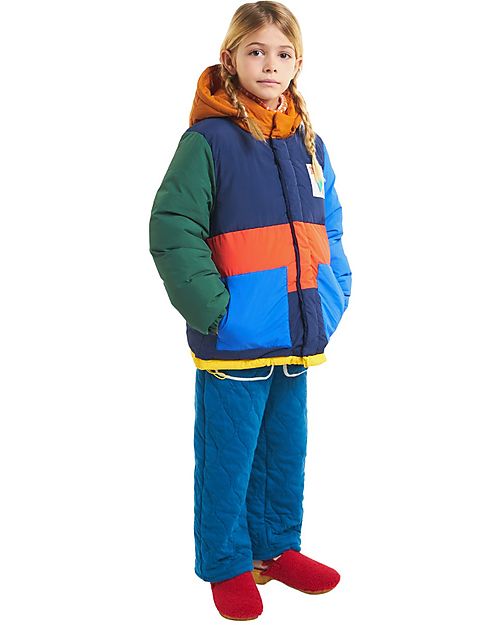 Bobo Choses Giacca a Vento Imbottita Color Block - Arancione - Materiale Riciclato! Piumini