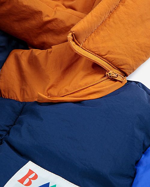 Bobo Choses Giacca a Vento Imbottita Color Block - Arancione - Materiale Riciclato! Piumini