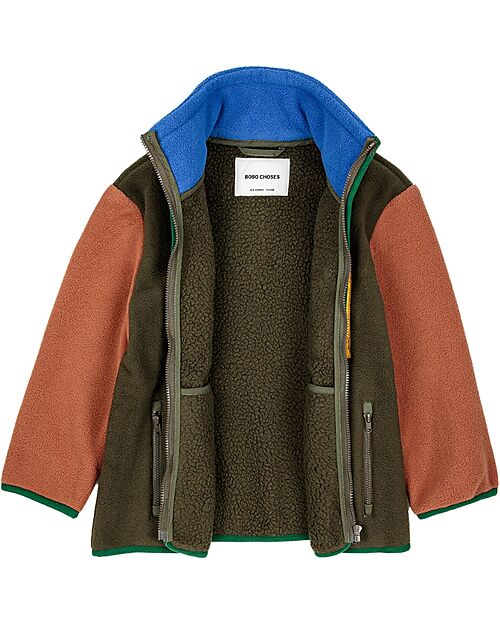 Bobo Choses Giacca in Pile - Color Block - Marrone - con Zip e Tasca  Frontale unisex (bambini)