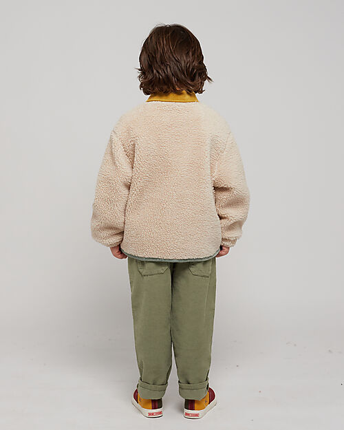 Bobo Choses Giacca Teddy con Bottoni - Color Block - Panna - 100% Materiale Riciclato Giacche