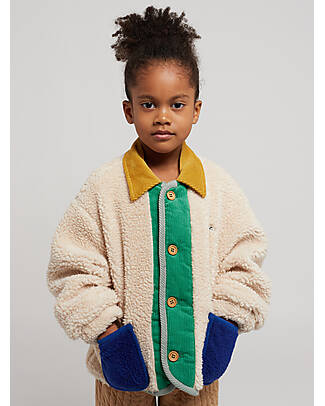Bobo Choses Giacca Teddy con Bottoni - Color Block - Panna - 100% Materiale Riciclato Giacche