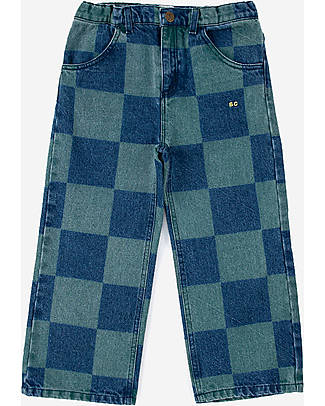Bobo Choses Jeans Denim - Checkerboard - Prussian Blue - Cotone Jeans