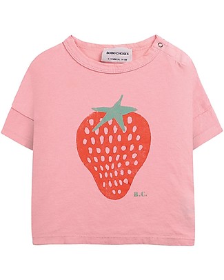Bobo Choses Maglia a Maniche Corte - Fragola - 100% Cotone Bio T-shirt