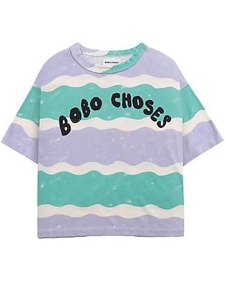 Bobo Choses Maglia a Maniche Corte - Onde - 100% Cotone Bio T-shirt