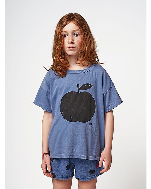 Bobo Choses Maglia a Maniche Corte - Poma - Blu - 100% Cotone T-shirt
