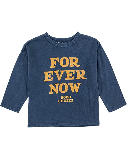 Bobo Choses Maglia a Maniche Lunghe - Forever Now - Blu - 100% Cotone Organico Maglie Manica Lunga