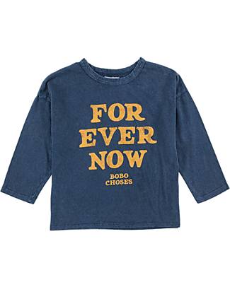 Bobo Choses Maglia a Maniche Lunghe - Forever Now - Blu - 100% Cotone Organico Maglie Manica Lunga