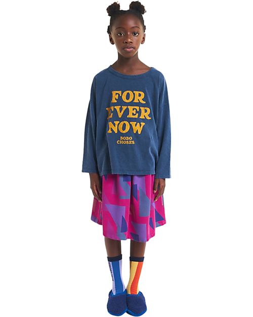 Bobo Choses Maglia a Maniche Lunghe - Forever Now - Blu - 100% Cotone Organico Maglie Manica Lunga