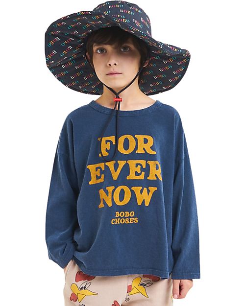 Bobo Choses Maglia a Maniche Lunghe - Forever Now - Blu - 100% Cotone Organico Maglie Manica Lunga