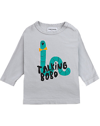 Bobo Choses Maglia a maniche lunghe Lombrico - Grigio chiaro - 100% cotone organico Maglie Manica Lunga