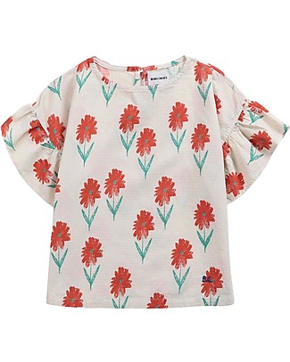 Bobo Choses Maglia con Maniche Volant - Petunia All Over - 100% Cotone Bio T-shirt