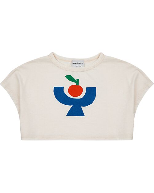 Bobo Choses Maglia Crop Manica Corta Tomato Plate Panna 100