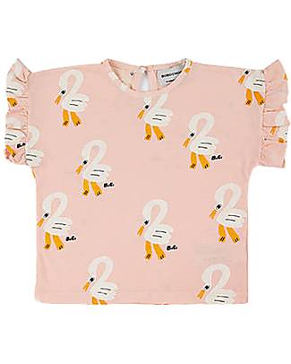 Bobo Choses Maglia Manica Corta con Balze - Rosa Chiaro - 100% Cotone Organico T-shirt
