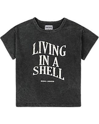 Bobo Choses Maglia Manica Corta Living in a Shell - Grigio Scuro - 100% Cotone Organico T-shirt