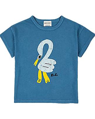 Bobo Choses Maglia Manica Corta Pellicano - Blu - 100% Cotone Organico T-shirt