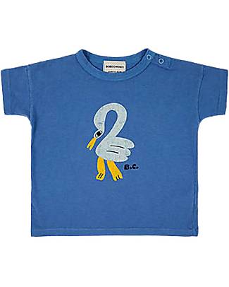 Bobo Choses Maglia Manica Corta Pellicano - Blu - 100% Cotone Organico T-shirt