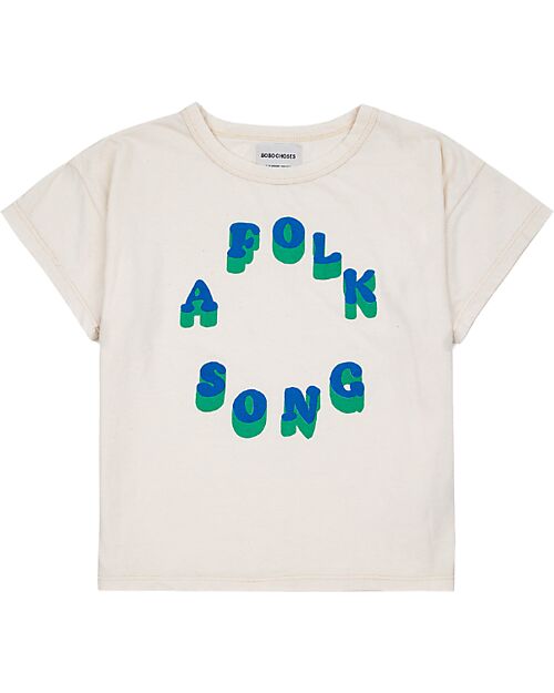 Bobo Choses Maglia Maniche Corte A Folk Song - Panna - 100% Cotone Bio T-shirt