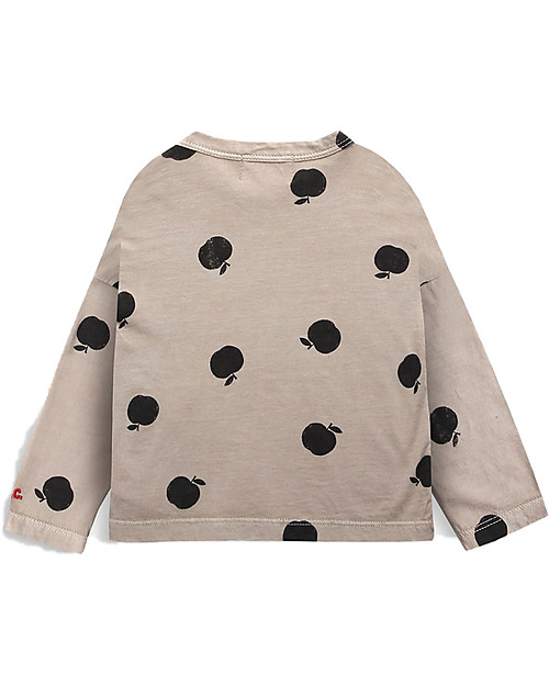 Bobo Choses Maglia Maniche Lunghe Mele - Caffè e Latte - 100% Cotone Bio Maglie Manica Lunga