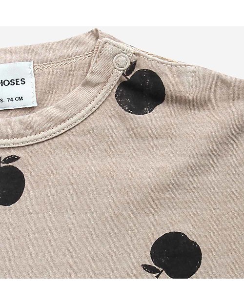 Bobo Choses Maglia Maniche Lunghe Mele - Caffè e Latte - 100% Cotone Bio Maglie Manica Lunga