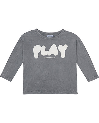 Bobo Choses Maglia Maniche Lunghe Play - Grigio - 100% Cotone Bio Maglie Manica Lunga