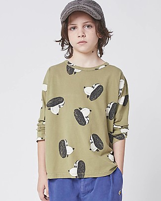 Bobo Choses Maglietta a Maniche Lunghe Cagnolino - Verde erba - 100% Cotone organico Maglie Manica Lunga