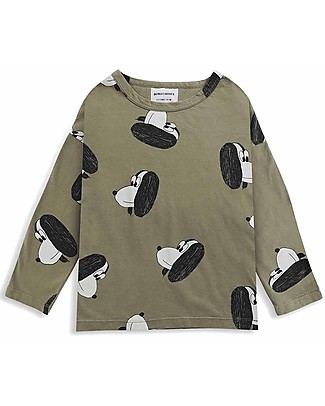 Bobo Choses Maglietta a Maniche Lunghe Cagnolino - Verde erba - 100% Cotone organico Maglie Manica Lunga