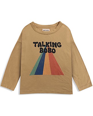 Bobo Choses Maglietta a maniche lunghe Talking Bobo Arcobaleno - Marrone chiaro - 100% Cotone organico Maglie Manica Lunga