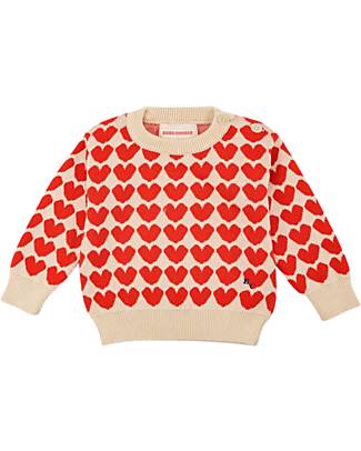 Bobo Choses Maglione - Hearts - Beige - 100% Cotone Maglioni