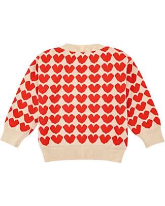 Bobo Choses Maglione - Hearts - Beige - 100% Cotone Maglioni