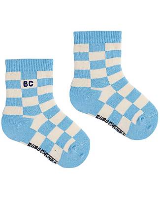Bobo Choses Pacco 2 Calzini Lunghi in Cotone - Scacchi Gatto Blu Calzini