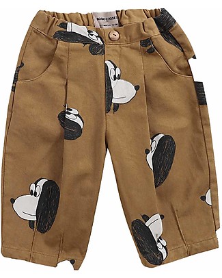 Bobo Choses Pantalone con pieghe - Cagnolino - Cannella - 100% Cotone organico Pantaloni Lunghi