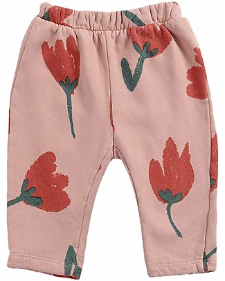 Bobo Choses Pantalone jogging Fiori - Rosa antico - 100% Cotone organico Pantaloni Lunghi