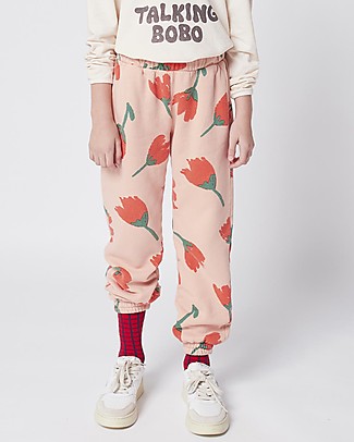 Bobo Choses Pantalone jogging Fiori - Rosa antico - 100% Cotone organico Pantaloni Lunghi