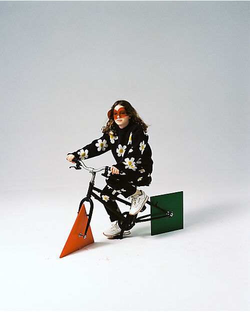 Bobo Choses Pantaloni Baggy - Big Flower - Blu Notte - 100% Cotone Pantaloni Lunghi