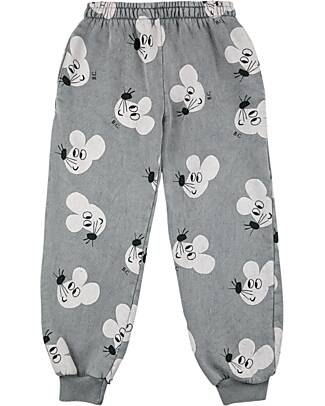 Bobo Choses Pantaloni da Tuta - Mouse - Grigio - con Vita Elasticizzata - 100% Cotone Bio Pantaloni Lunghi