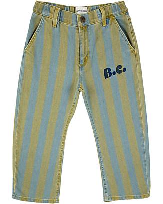 Bobo Choses Pantaloni di Jeans a Righe - Verde/Azzurro - Cotone Jeans