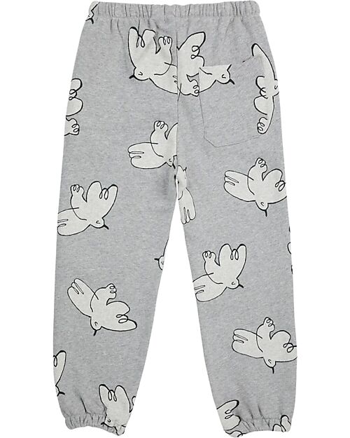 Bobo Choses Pantaloni in Felpa - Uccellini - Grigio Chiaro - Cotone Bio Pantaloni Lunghi