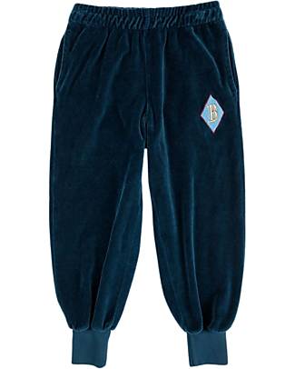 Bobo Choses Pantaloni Jogging Velluto - Toppa B - Blu Pantaloni Lunghi