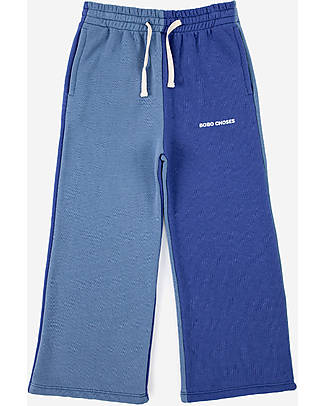 Bobo Choses Pantaloni Joggings - Blu Azzurro - 100% Pile Spazzolato di Cotone Biologico Pantaloni Lunghi