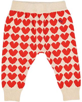 Bobo Choses Pantaloni Lavorati a Maglia - Hearts - Beige Pantaloni Lunghi