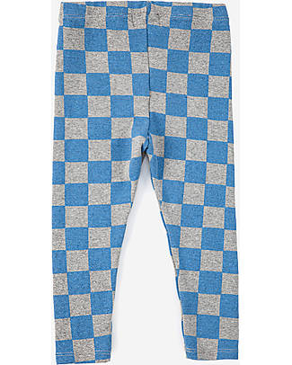 Bobo Choses Pantaloni Leggings - Scacchi Blu Grigio - 100% Cotone Bio Leggings