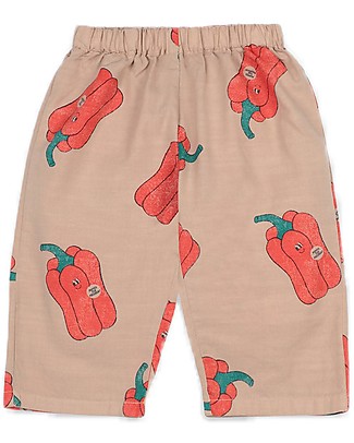 Bobo Choses Pantaloni Lunghi Bèbè Vote for Pepper - Rosa Antico - 100% Cotone bio Pantaloni Lunghi