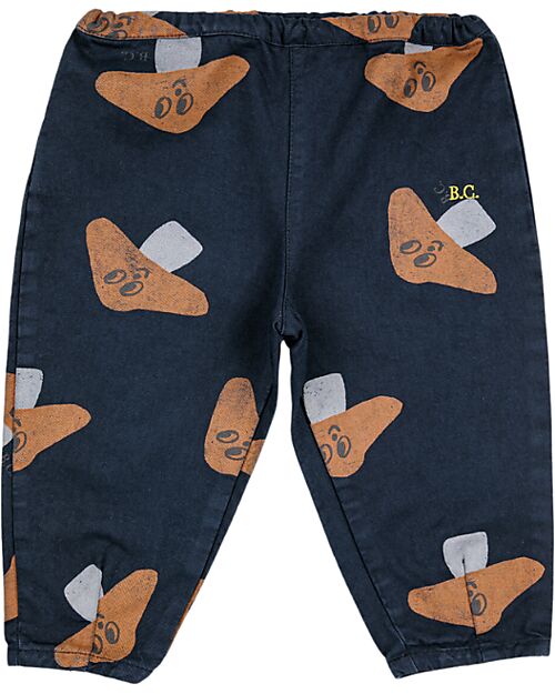 Bobo Choses Pantaloni Lunghi - Mr.Fungo - Blu Scuro - Vita Elasticizzata - 100% Twill di Cotone Pantaloni Lunghi