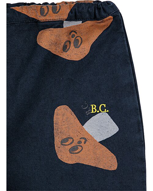 Bobo Choses Pantaloni Lunghi - Mr.Fungo - Blu Scuro - Vita Elasticizzata - 100% Twill di Cotone Pantaloni Lunghi