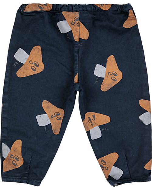 Bobo Choses Pantaloni Lunghi - Mr.Fungo - Blu Scuro - Vita Elasticizzata - 100% Twill di Cotone Pantaloni Lunghi