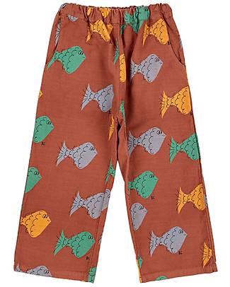 Bobo Choses Pantaloni Lunghi Pesci Multicolore - Marrone - 100% Cotone Organico Pantaloni Lunghi