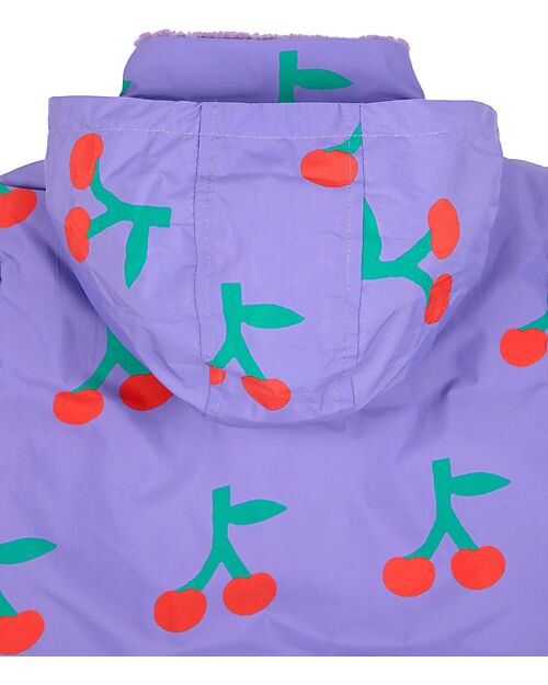 Bobo Choses Piumino con Bottoni Frontali e Zip - Ciliegie - Lavanda - 100% Materiale Riciclato Piumini