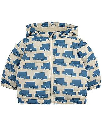Bobo Choses Piumino con Cappuccio Cars All over - Celeste - Materiale Riciclato! Piumini